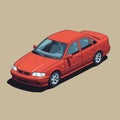 Isometric Car Design: Nissan Sentra In Frank Quitely Style Royalty Free Stock Photo