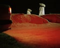 Red car light changes the color of the sand in Urgup Cappadocia in Turkey, Royalty Free Stock Photo