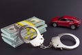 Red car money handcuffs