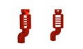 Red Car muffler icon isolated on transparent background. Exhaust pipe.