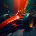 Red Car Racing in Slow Motion - Captivating Automotive Action Image