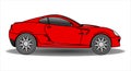 Red Car, Side view. Fast Racing car. Modern flat Vector illustration Royalty Free Stock Photo