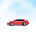 Red Car Side View Royalty Free Stock Photo