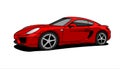 Red Car, Side view, Three-quarter view. Fast Racing car. Sport car. Modern flat Vector illustration Royalty Free Stock Photo