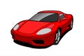 Red Car, Side view, Three-quarter view. Fast Racing car. Sport car. Modern flat Vector illustration Royalty Free Stock Photo