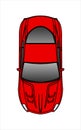 Red Car, Top view. Fast Racing car. Modern flat Vector illustration