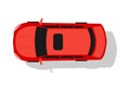 Red Car Top View Flat Design Vector Illustration Royalty Free Stock Photo