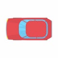 Red car top view icon, cartoon style Royalty Free Stock Photo