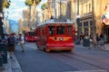 Red Car Trolley at Disney California Adventure Park Royalty Free Stock Photo