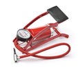 Red car tyre foot pump Royalty Free Stock Photo