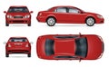 Red car vector template. Vehicle branding mockup side, front, back, top view Royalty Free Stock Photo