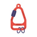 Red Carabiner or Karabiner as Clip and Shackle Vector Illustration