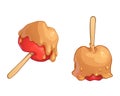 Red caramel apple on the stick