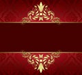 Red card with gold tracery and pattern - vector