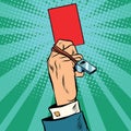 Red card hand business concept