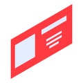 Red card menu icon, isometric style Royalty Free Stock Photo