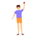 Red card play soccer icon, cartoon style