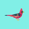 Red cardinal bird color element. Abstract exotic animal. Royalty Free Stock Photo