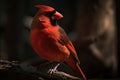 Red cardinal bird perched on a branch - Ai Generated