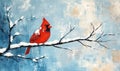 A red cardinal is perched on a branch Royalty Free Stock Photo