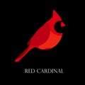 Red cardinal vector icon. Logo on black background. Royalty Free Stock Photo