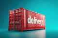 Red cargo container on blue background Ai photo Royalty Free Stock Photo
