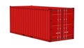 Red cargo container. Transportation delivery freight, realistic angle view metal distribution box, international