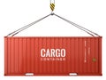 Red cargo freight shipping container isolated on white background