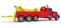 Red cargo tow truck to transport other big trucks or various heavy machinery. 3d rendering.