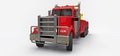 Red cargo tow truck to transport other big trucks or various heavy machinery. 3d rendering.