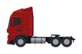 Red Cargo Truck, Modern Heavy Delivering Vehicle, Side View Flat Vector Illustration on White Background Royalty Free Stock Photo