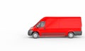 Red cargo van on a white background. Logistics and shipping industry concept