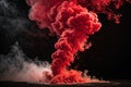 red carmin smoke explosion on a black background - generated by ai Royalty Free Stock Photo