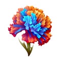 Red Carnation Flower: Orange, Blue Illustrations for Stylish Designs. Royalty Free Stock Photo