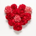 Red carnations flowers in shape of heart Royalty Free Stock Photo