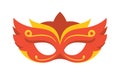 Red Carnival Mask with Yellow Decor, Venice or Brazil Festival, Theatre or Masquerade Costume, Elegant Ball Decoration