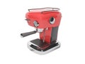 Red carob coffee machine with water tank 3d render on white background no shadow