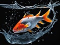 red carp in a water with bubbles on a black background Royalty Free Stock Photo