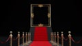 red carpet barriers leading to a golden frame, vip concept