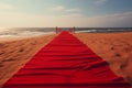 Red carpet beach. Generate Ai Royalty Free Stock Photo