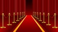 Red carpet ceremonial vip event or head of state visit realistic image with gold barriers Royalty Free Stock Photo