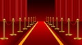 Red carpet ceremonial vip event or head of state visit realistic image with gold barriers Royalty Free Stock Photo