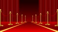 Red carpet ceremonial vip event or head of state visit realistic image with gold barriers Royalty Free Stock Photo