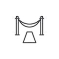 Red carpet entrance line icon