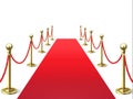 Red carpet. Event celebrity carpets with rope barrier. Vip interior. Hollywood academy movie premiere vector