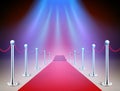 Red Carpet Event Entrance with Velvet Ropes and Spotlight, Glamorous VIP Event Illustration with Shiny Stanchions