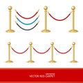 Red Carpet Gold Barrier Constructor. Vector