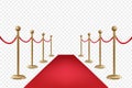 Red carpet and golden barriers. Royalty Free Stock Photo