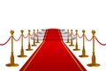 Red carpet with golden metal barriers and rope Royalty Free Stock Photo