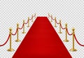 Red carpet. Grand opening ceremonial, vip event or state visit. Cinema premiere, celebrity entrance red velvet carpet